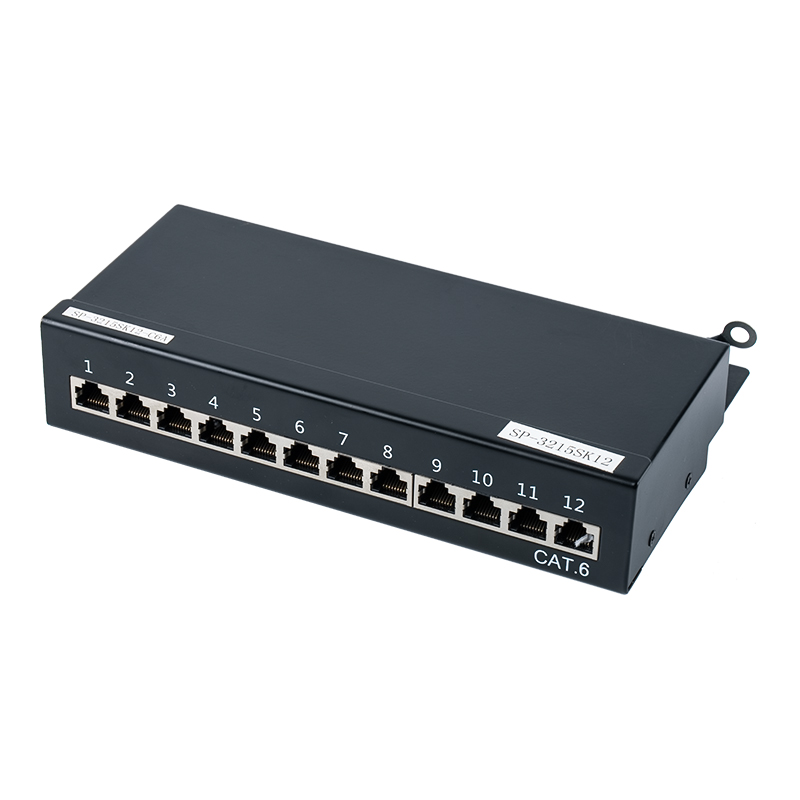 Kategori 6 1U skjermet 12-porters patchpanel SP-3215SK12-C6