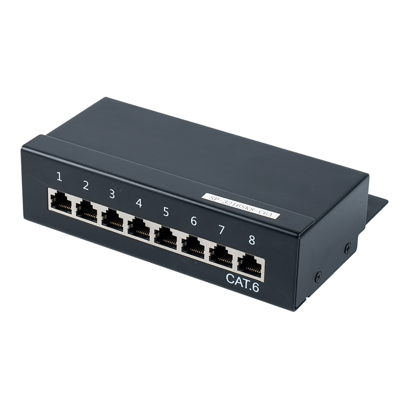 Kategori 6 1U skjermet 8-ports patchpanel SP-3216SK8-C6