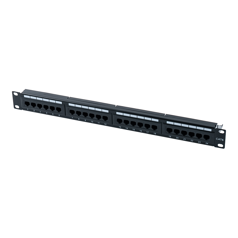 Cat6e 19-tommers 1U uskjermet 24-porters patchpanel (IDC med to formål) SP-3310D24-C6A