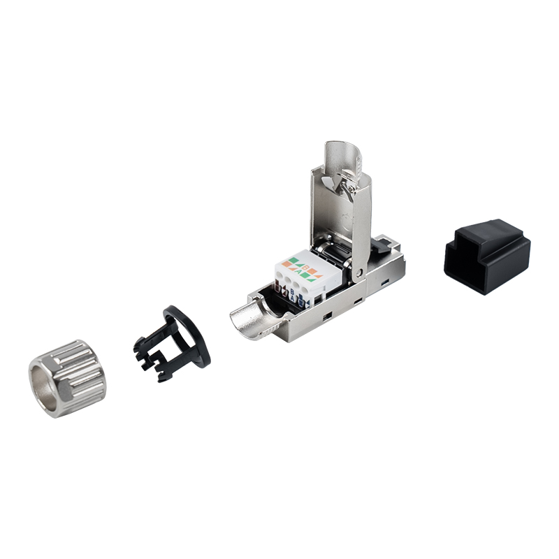 Cat7 skjermet verktøyløs RJ45-kontakt (med plastbeskyttelseshylser) RJ-G50S-1-C7 Cat7 skjermet verktøyløs RJ45-kontakt (med plastbeskyttelseshylser) RJ-G50S-1-C7