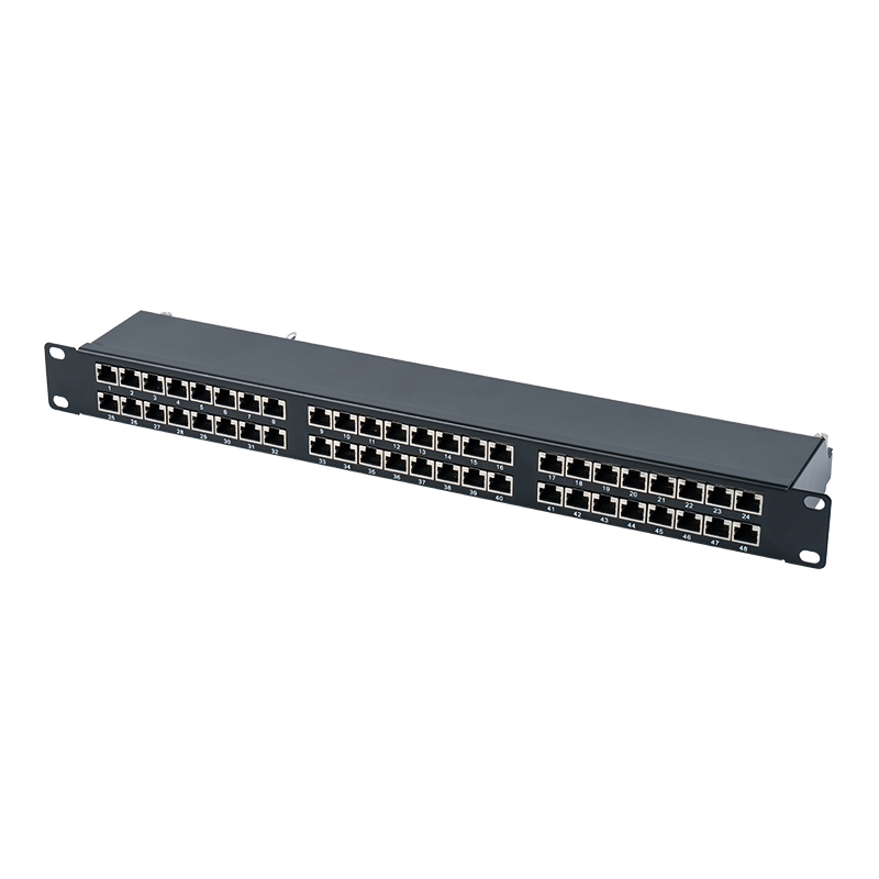 Cat6e 19-tommers 1U skjermet 48-porters patchpanel SP-3262SK48-C6A