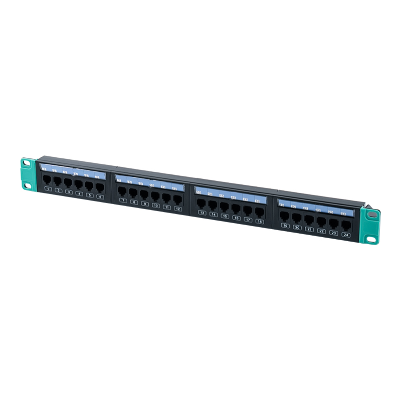 19-tommers 1U 24-ports uskjermet stativ (med utskiftbart plastkort) SP-3406-24P